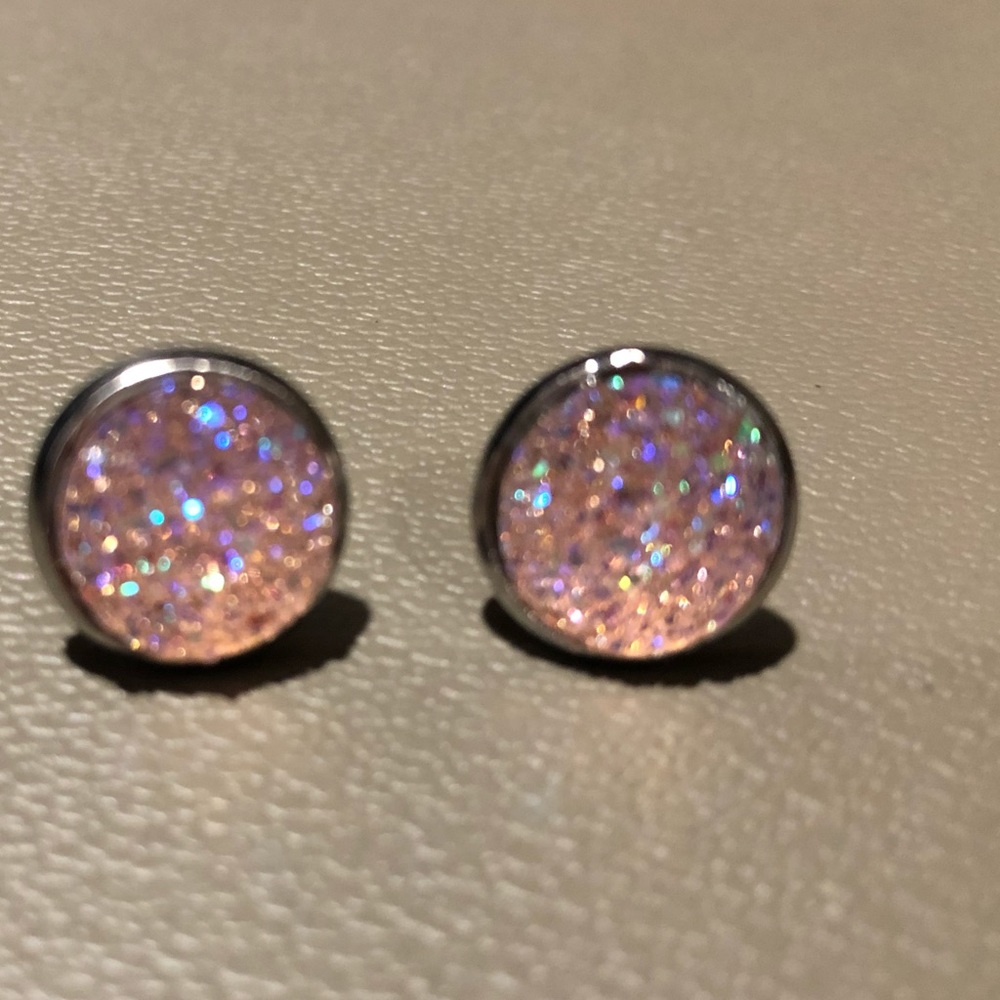 Faux druzy earrings in pale pink